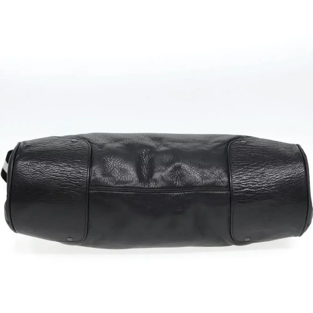BALLY Black Leather Trainspotting Work Bag Black Striped Adjust Shoulder Strap